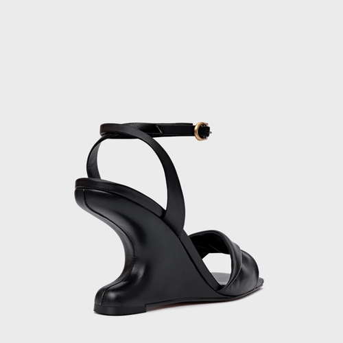 Sandália Twist Anabela Curve Couro Preto