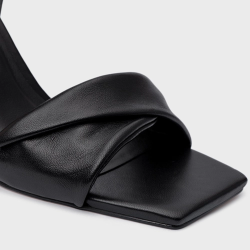 Sandália Twist Anabela Curve Couro Preto