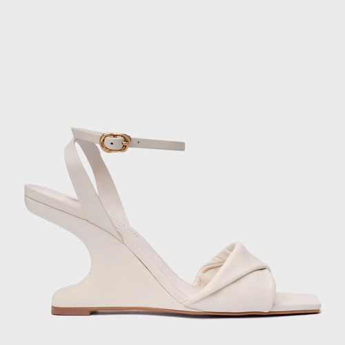 Sandália Twist Anabela Curve Couro Off White Vanilla