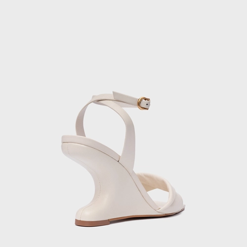 Sandália Twist Anabela Curve Couro Off White Vanilla