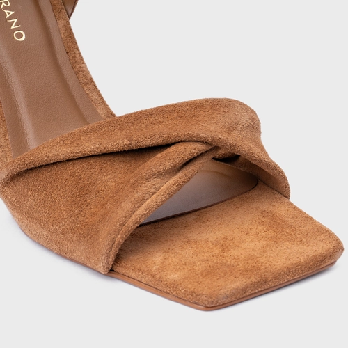 Sandália Twist Anabela Curve Couro Suede Marrom Saddle