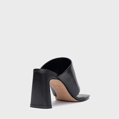 Open Mule Maxi Thong Salto Uno Couro Preto