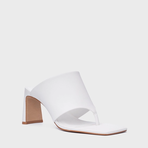Open Mule Maxi Thong Salto Uno Couro Branco Blanc