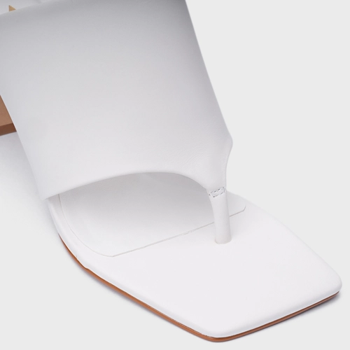 Open Mule Maxi Thong Salto Uno Couro Branco Blanc