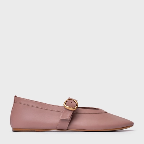 Sapatilha Essential Fivela Couro Rosa Ballet
