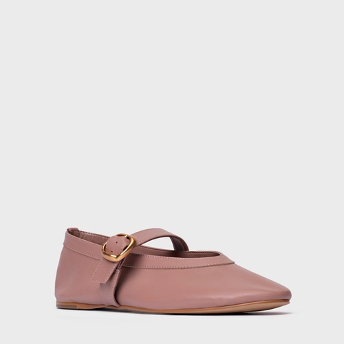 Sapatilha Essential Fivela Couro Rosa Ballet