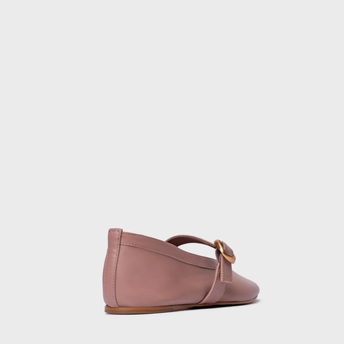 Sapatilha Essential Fivela Couro Rosa Ballet