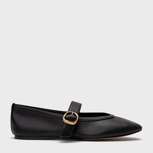 Sapatilha Essential Fivela Couro Preto