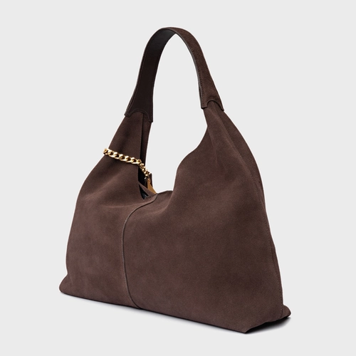 Bolsa Hobo Kendall Grande Couro Suede Marrom Ganache