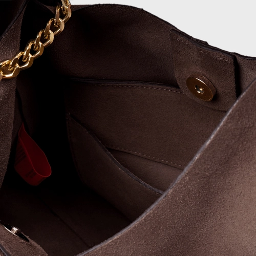 Bolsa Hobo Kendall Grande Couro Suede Marrom Ganache