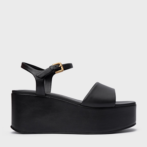 Sandália Timeless Plataforma Couro Preto
