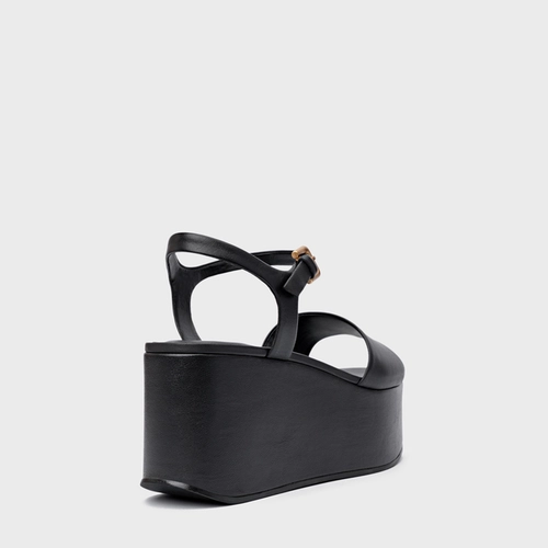 Sandália Timeless Plataforma Couro Preto