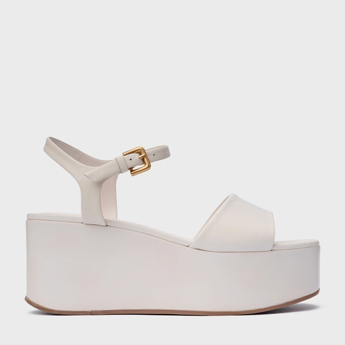 Sandália Timeless Plataforma Couro Off White Vanilla