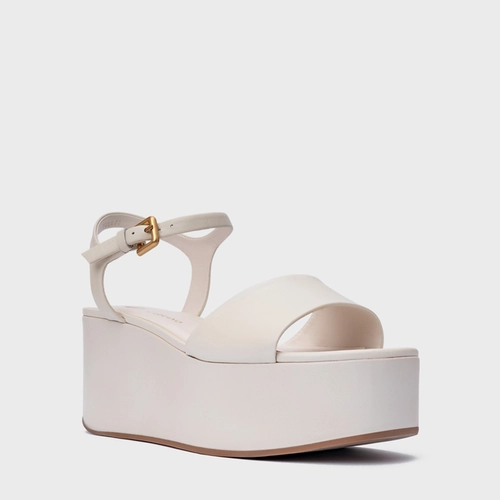 Sandália Timeless Plataforma Couro Off White Vanilla