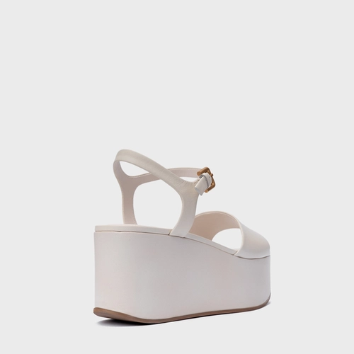 Sandália Timeless Plataforma Couro Off White Vanilla