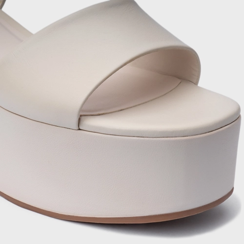 Sandália Timeless Plataforma Couro Off White Vanilla