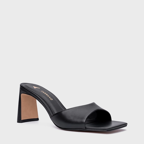 Open Mule Timeless Salto Uno Couro Preto