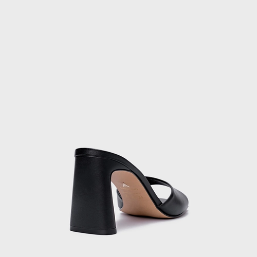 Open Mule Timeless Salto Uno Couro Preto