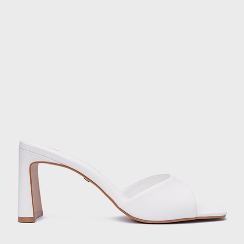 Open Mule Timeless Salto Uno Couro Branco Blanc