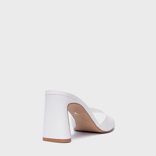 Open Mule Timeless Salto Uno Couro Branco Blanc