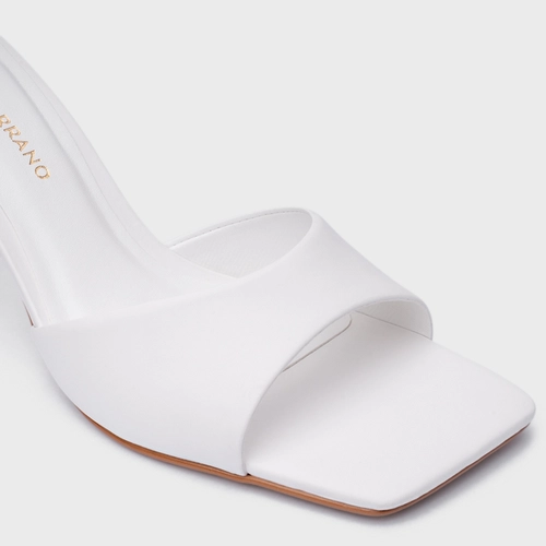 Open Mule Timeless Salto Uno Couro Branco Blanc