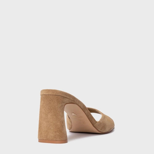 Open Mule Timeless Salto Uno Couro Suede Bege Almond