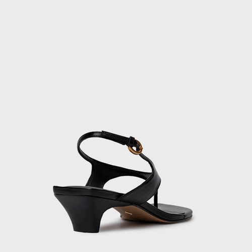 Sandália Elevated Thong Salto Fino Couro Preto