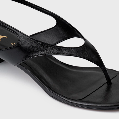Sandália Elevated Thong Salto Fino Couro Preto