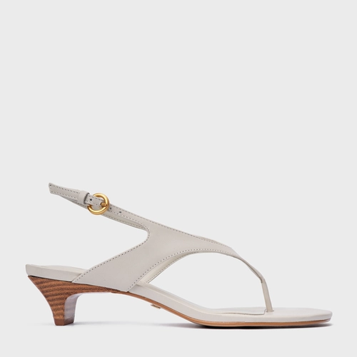 Sandália Elevated Thong Salto Fino Couro Off White Osso