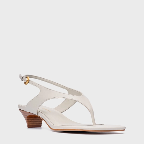 Sandália Elevated Thong Salto Fino Couro Off White Osso