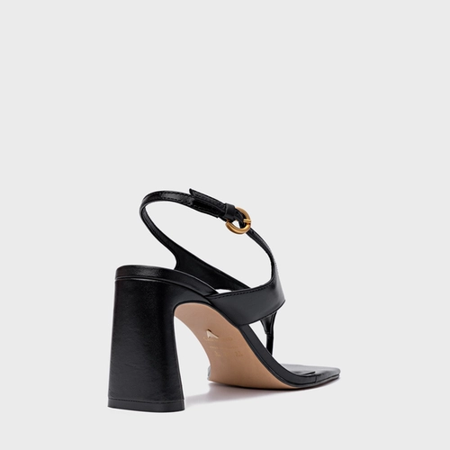 Sandália Elevated Thong Salto Uno Couro Preto