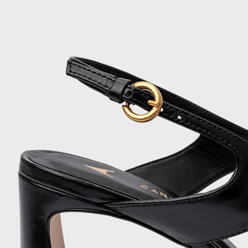 Sandália Elevated Thong Salto Uno Couro Preto