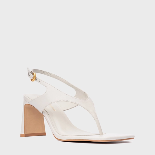 Sandália Elevated Thong Salto Uno Couro Off White Osso