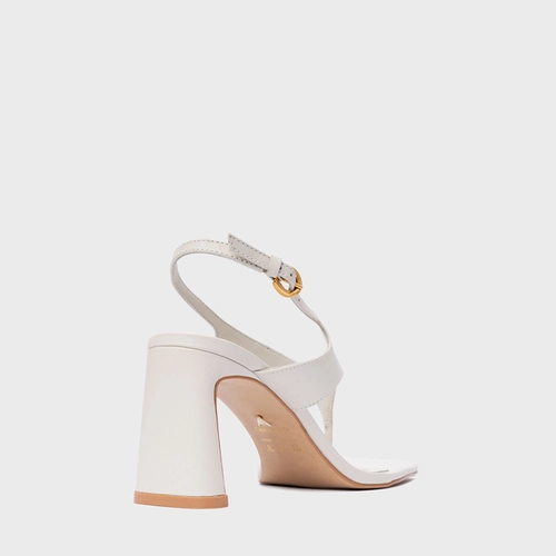 Sandália Elevated Thong Salto Uno Couro Off White Osso
