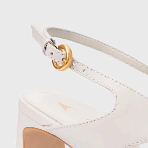 Sandália Elevated Thong Salto Uno Couro Off White Osso