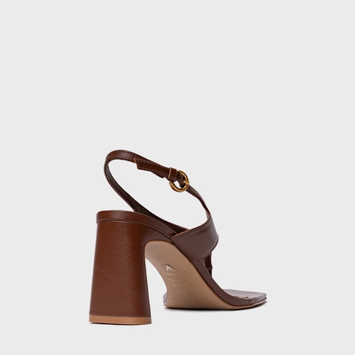 Sandália Elevated Thong Salto Uno Couro Marrom Walnut