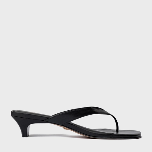 Open Mule Elevated Thong Couro Preto