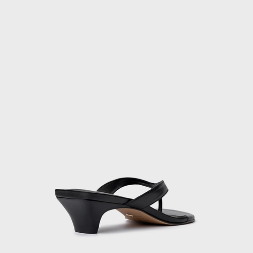 Open Mule Elevated Thong Couro Preto