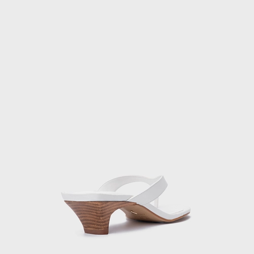 Open Mule Elevated Thong Couro Branco Blanc