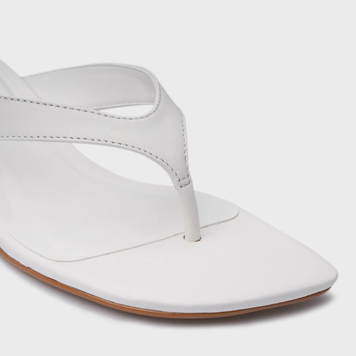 Open Mule Elevated Thong Couro Branco Blanc
