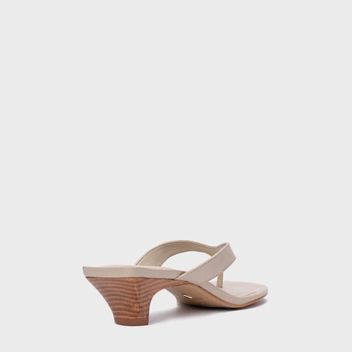 Open Mule Elevated Thong Couro Bege Oatmeal
