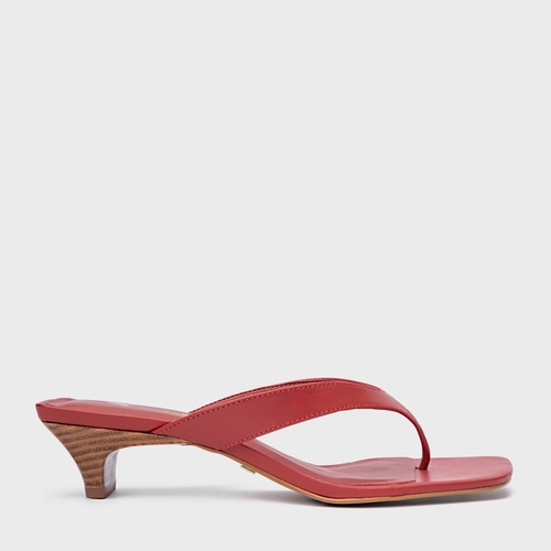Open Mule Elevated Thong Couro Vermelho Spice