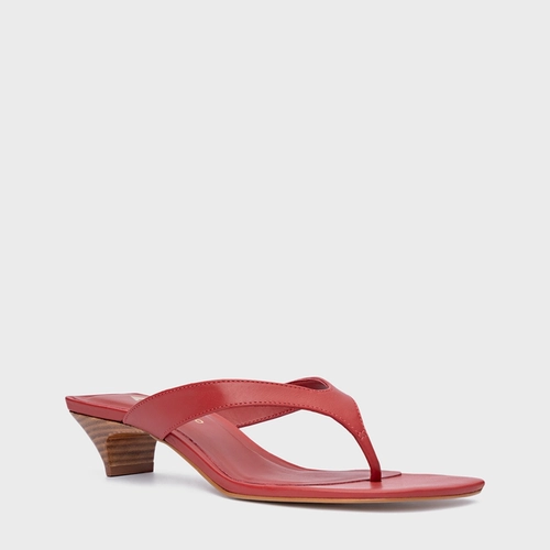 Open Mule Elevated Thong Couro Vermelho Spice