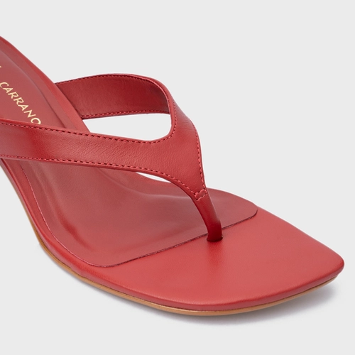 Open Mule Elevated Thong Couro Vermelho Spice