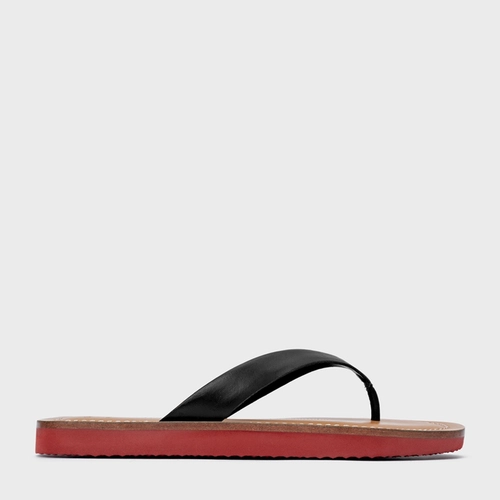 Rasteira Thong Carrano + A.mar Couro Preto