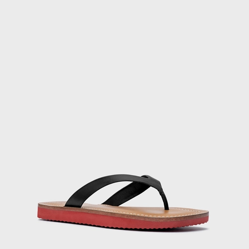 Rasteira Thong Carrano + A.mar Couro Preto