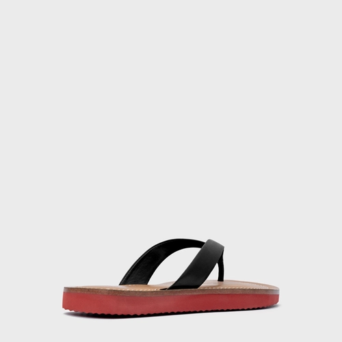 Rasteira Thong Carrano + A.mar Couro Preto