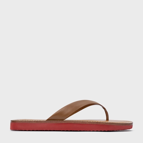 Rasteira Thong Carrano + A.mar Couro Marrom Gingerbread