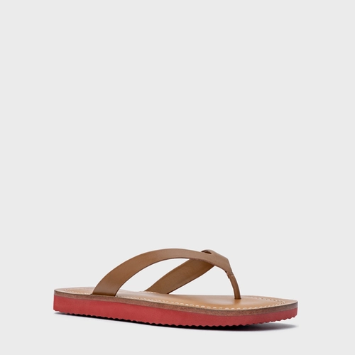 Rasteira Thong Carrano + A.mar Couro Marrom Gingerbread