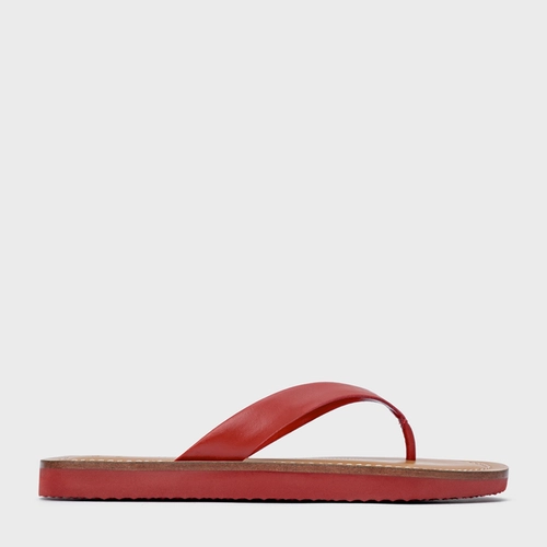 Rasteira Thong Carrano + A.mar Couro Vermelho Spice